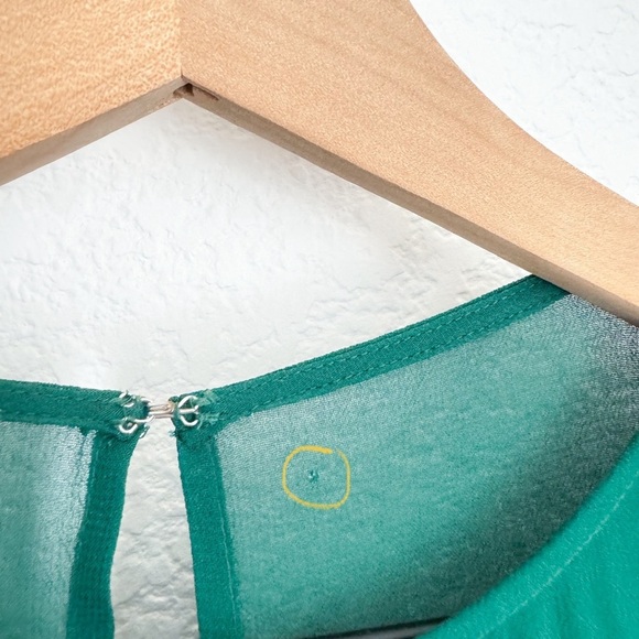 Reformation Mayra Mini Dress Emerald Green Long Sheer Sleeves - Picture 5 of 13